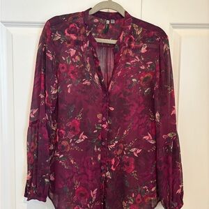 Kut from the Kloth Burgundy Floral Blouse